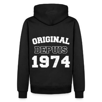 Original depuis 1974 cadeau anniversaire vintage - Sweat à capuche Premium bio Homme - noir - Dos - Nico (187cm)
