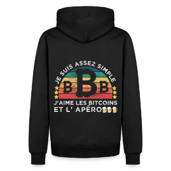 J' aime les crypto-monnaies et l' apéro cadeau - Sweat à capuche Premium bio Homme - noir - Dos - Nico (187cm)