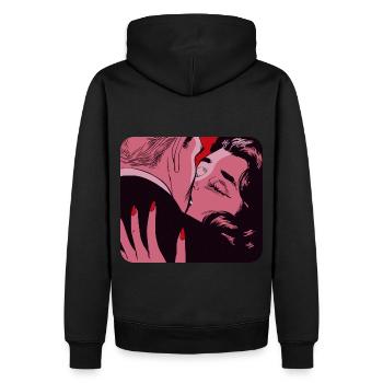 A pink kiss - Men’s Premium Organic Hoodie - black - Back - Nico (187cm)