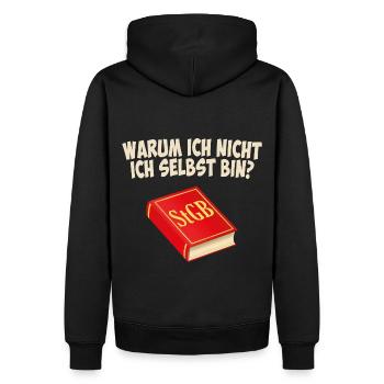 Warum ich nicht ich selbst bin - Männer Premium Bio Hoodie - Schwarz - Hinten - Nico (187cm)