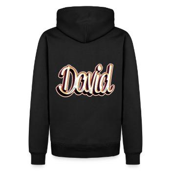 David Vorname Name Graffiti Design - Männer Premium Bio Hoodie - Schwarz - Hinten - Nico (187cm)
