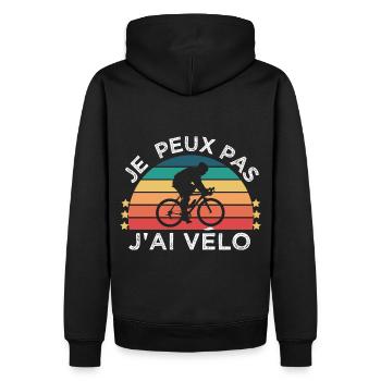 Vélo humour je peux pas j' ai vélo cadeau cycliste - Sweat à capuche Premium bio Homme - noir - Dos - Nico (187cm)