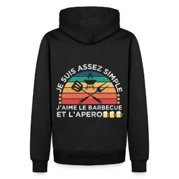 J' aime le barbecue et l' apéro humour bbq cadeau - Sweat à capuche Premium bio Homme - noir - Dos - Nico (187cm)
