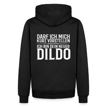 Darf ich mich kurz vorstellen? Ich bin dein neuer - Männer Premium Bio Hoodie - Schwarz - Hinten - Nico (187cm)