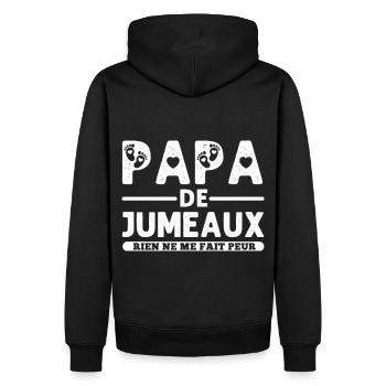 Papa de jumeaux humour père cadeau - Sweat à capuche Premium bio Homme - noir - Dos - Nico (187cm)