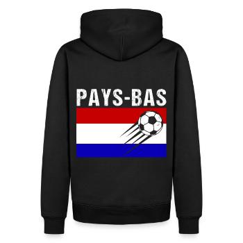 Drapeau Pays-Bas cadeau football foot hollandais - Sweat à capuche Premium bio Homme - noir - Dos - Nico (187cm)