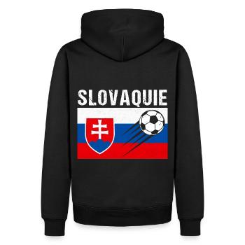 Slowakei Flagge Slowakisches Fußball Geschenk - Männer Premium Bio Hoodie - Schwarz - Hinten - Nico (187cm)