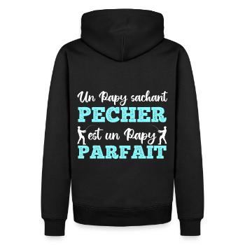 Un papy sachant pêcher cadeau grand-père pêcheur - Sweat à capuche Premium bio Homme - noir - Dos - Nico (187cm)