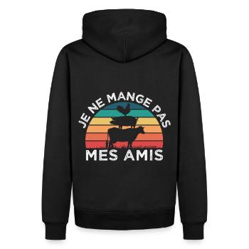 Végétarien je ne mange pas mes amis cadeau vegan - Sweat à capuche Premium bio Homme - noir - Dos - Nico (187cm)