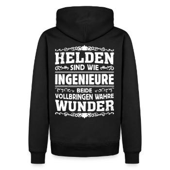 Ingenieure - Helden - Männer Premium Bio Hoodie - Schwarz - Hinten - Nico (187cm)