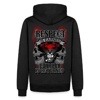 Respect! Biker Motocycliste Chopper Cadeau - Sweat à capuche Premium bio Homme - noir - Dos - Nico (187cm)