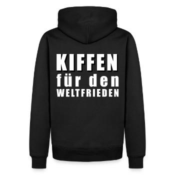Kiffen für den Weltfrieden - Männer Premium Bio Hoodie - Schwarz - Hinten - Nico (187cm)