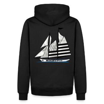 voilier breton - Sweat à capuche Premium bio Homme - noir - Dos - Nico (187cm)