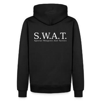 S.W.A.T. - Männer Premium Bio Hoodie - Schwarz - Hinten - Nico (187cm)
