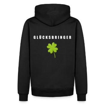 Glücksbringer Kleeblatt - Männer Premium Bio Hoodie - Schwarz - Hinten - Nico (187cm)