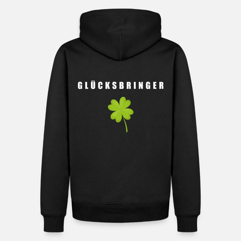 Glücksbringer Kleeblatt - Männer Premium Bio Hoodie - Schwarz