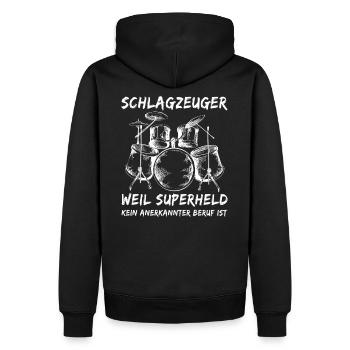 Schlagzeuger - Lustiger Schlagzeuger-Spruch - Männer Premium Bio Hoodie - Schwarz - Hinten - Nico (187cm)