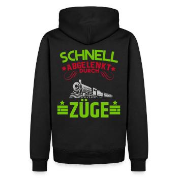 Lokführer shirt • Zug • Lokführer Geschenk - Männer Premium Bio Hoodie - Schwarz - Hinten - Nico (187cm)