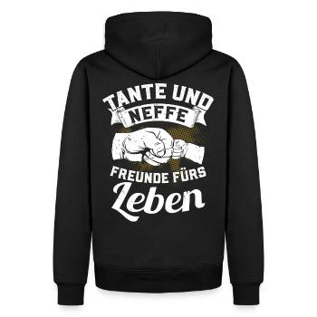 Tante und Neffe - Freunde fürs Leben - Männer Premium Bio Hoodie - Schwarz - Hinten - Nico (187cm)