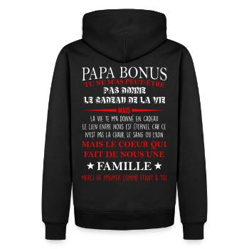 Papa bonus TU NE M’AS PEUT-ÊTRE PAS DONNE LE CADEA - Sweat à capuche Premium bio Homme - noir - Dos - Nico (187cm)
