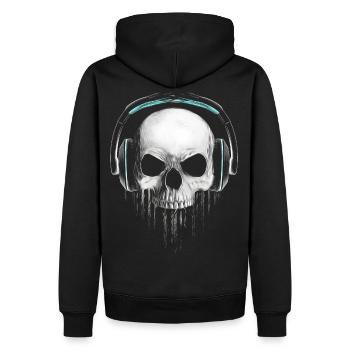 Headphone Skull - Männer Premium Bio Hoodie - Schwarz - Hinten - Nico (187cm)