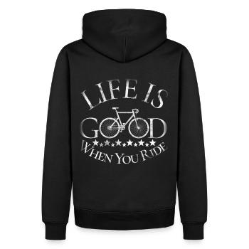 La vie est bonne lorsque vous faites du vélo. - Sweat à capuche Premium bio Homme - noir - Dos - Nico (187cm)