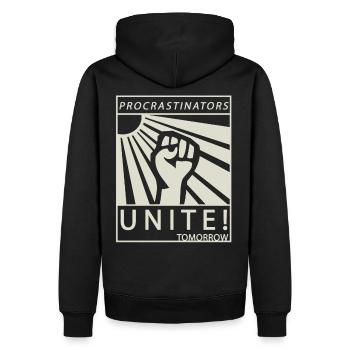 Procrastinators Unite Tomorrow Studenten Geschenk - Männer Premium Bio Hoodie - Schwarz - Hinten - Nico (187cm)