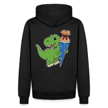 Dino Zuckertüte - Männer Premium Bio Hoodie - Schwarz - Hinten - Nico (187cm)