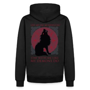 Fenriswolf Fenrir Wolf Dämon Geschenk - Männer Premium Bio Hoodie - Schwarz - Hinten - Nico (187cm)