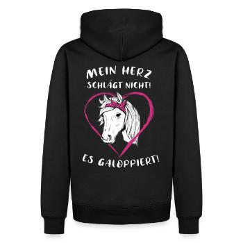 Pferde Herz Reiterin Geschenkidee - Männer Premium Bio Hoodie - Schwarz - Hinten - Nico (187cm)