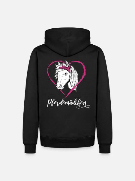 Pferdemädchen Pferde Herz Geschenkidee - Männer Premium Bio Hoodie - Schwarz