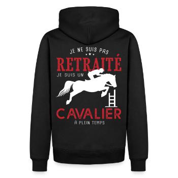 retraité humour retraite équitation cheval - Sweat à capuche Premium bio Homme - noir - Dos - Nico (187cm)