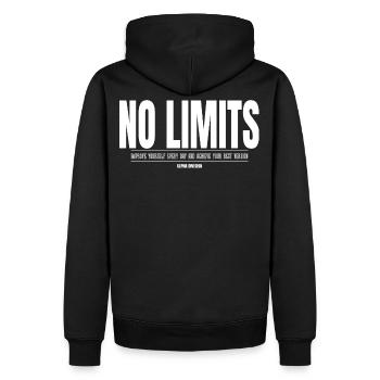 ALPHA DIVISION - No Limits - Gym Apparel - Men’s Premium Organic Hoodie - black - Back - Nico (187cm)