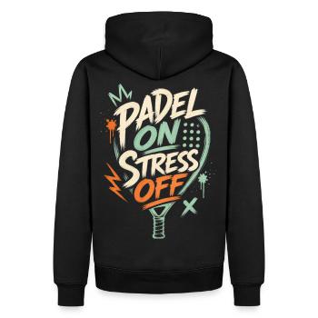 Padel Stress weg Outfit - Männer Premium Bio Hoodie - Schwarz - Hinten - Nico (187cm)