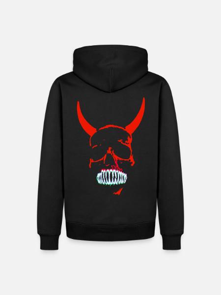 Red Demon Skull Neon - Men’s Premium Organic Hoodie - black