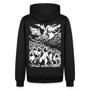 Protestation des ratons laveurs : design artistique urbain vintage - Sweat à capuche Premium bio Homme - noir - Dos - Nico (187cm)