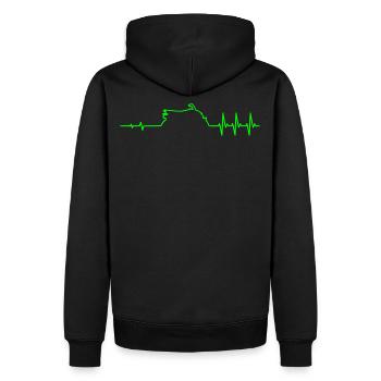 Puls Quad - Männer Premium Bio Hoodie - Schwarz - Hinten - Nico (187cm)