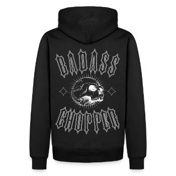 BADASS CHOPPER - Männer Premium Bio Hoodie - Schwarz - Hinten - Nico (187cm)