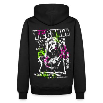Techno Nun TECHNUN - Men’s Premium Organic Hoodie - black - Back - Nico (187cm)