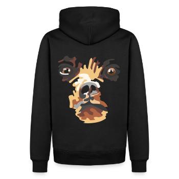 Bär Grizzly Gesicht Portrait - Männer Premium Bio Hoodie - Schwarz - Hinten - Nico (187cm)