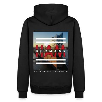 Hambourg HAM Allemagne - Sweat à capuche Premium bio Homme - noir - Dos - Nico (187cm)