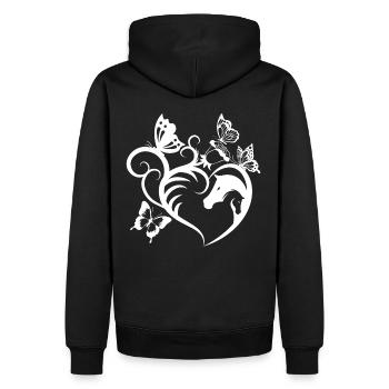 Animal Motif Chevaux Cheval Portrait Coeur Cadeau - Sweat à capuche Premium bio Homme - noir - Dos - Nico (187cm)