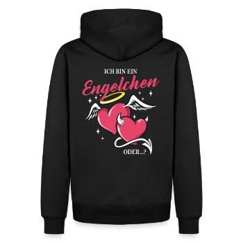 Rosenmontag Engelchen Teufelchen Fasching Karneval - Männer Premium Bio Hoodie - Schwarz - Hinten - Nico (187cm)