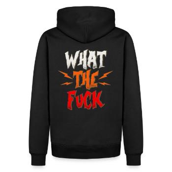 Lustiges WTF What the fuck Geschenk - Männer Premium Bio Hoodie - Schwarz - Hinten - Nico (187cm)