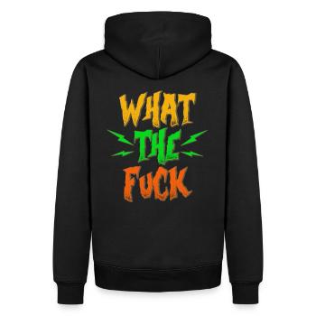 Lustiges WTF What the fuck Geschenk - Männer Premium Bio Hoodie - Schwarz - Hinten - Nico (187cm)