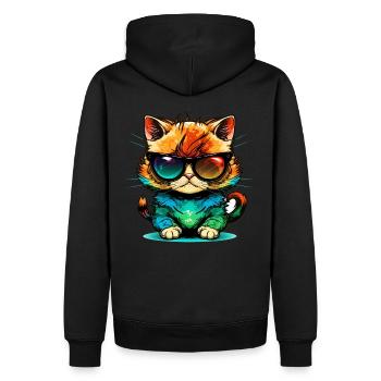 Chat agaçant avec des lunettes de soleil amoureux des chats - Sweat à capuche Premium bio Homme - noir - Dos - Nico (187cm)