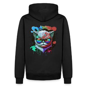Chat maléfique avec des lunettes de soleil Amoureux des chats - Sweat à capuche Premium bio Homme - noir - Dos - Nico (187cm)