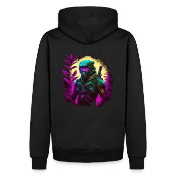 Ninja Cyber Warrior Samurai Geschenk - Männer Premium Bio Hoodie - Schwarz - Hinten - Nico (187cm)