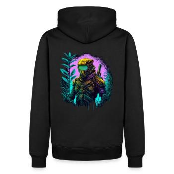 Ninja Cyber Warrior Samurai Geschenk - Männer Premium Bio Hoodie - Schwarz - Hinten - Nico (187cm)
