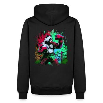 Lustiger bunter Panda Boxer MMA Kampfsport - Männer Premium Bio Hoodie - Schwarz - Hinten - Nico (187cm)